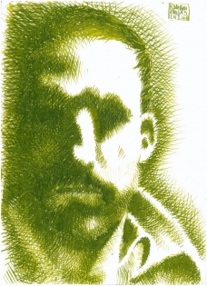 selfportrait green olive
green ink 
11.8‟x15.7‟