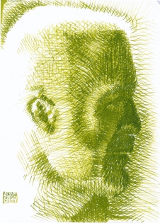  Bruno de profil
encre verte olive
30x40cm